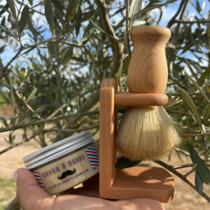 Coffret savon à barbe, blaireau et porte blaireau